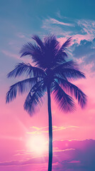 Obraz premium Tropical sunset with palm trees