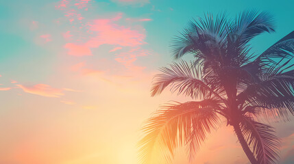 Tropical sunset with palm trees