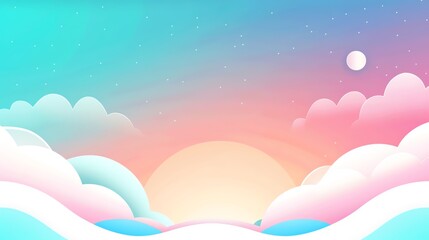 Sky blue pastel background with space above for text flat design side view sky theme cartoon drawing Triadic Color Scheme