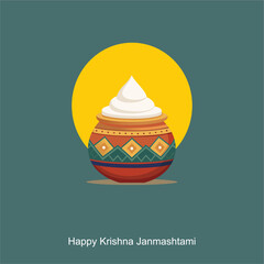 Happy Janmashtami Dhai handi happy krishna janmashtami Janmashtami festival background of India with hindi text meaning 'shree krishna janmashtami'