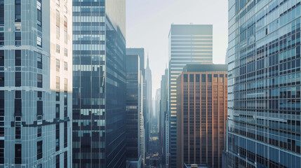 Fototapeta premium Skyscrapers in a big city financial district. Background image. Created with Generative AI technology.