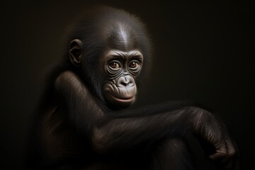Fototapeta premium baby gorilla, dark background