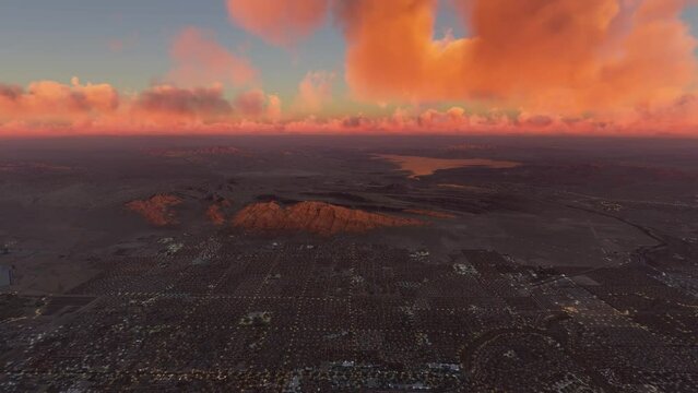 Dusk aerial drone view of Sunrise Manor in Las Vegas - Clark County - Nevada. United States