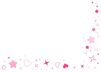 Pink hearts and stars corner particles. Vector illustration.	