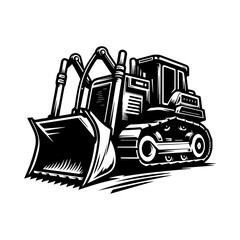 Naklejka premium Bulldozer logo design template. Premium Bulldozer Logo Vector Art Isolated