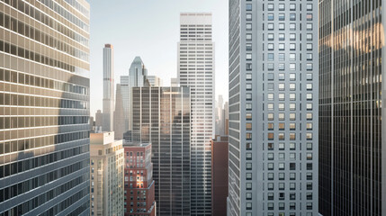 Obraz premium Skyscrapers in a big city financial district. Background image. Created with Generative AI technology.