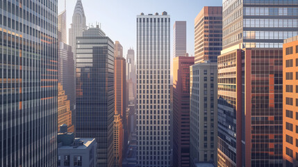 Obraz premium Skyscrapers in a big city financial district. Background image. Created with Generative AI technology.