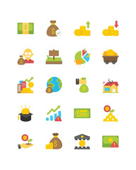 Set of investment icons, asset, market, buget