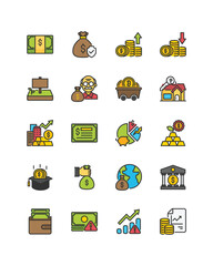 Set of investment icons, asset, market, buget