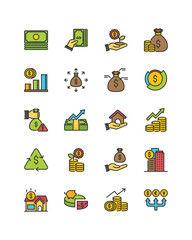 Set of investment icons, asset, market, buget