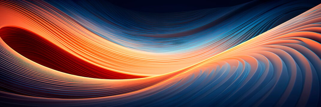 waves of lines intersecting with circles, creating a rhythmic and visually engaging abstract pattern. Generative AI
