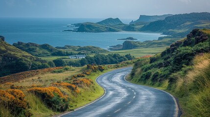 Scenic Drive on North Coast 500, Scotland, on a Bright Summer Day | Minimalist Coastal Road Trip Adventure with Ocean Views