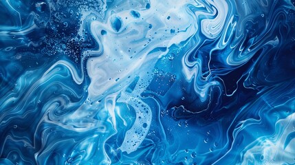 Abstract Swirling Blue and White Liquid