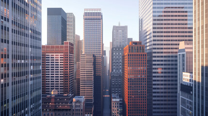 Fototapeta premium Skyscrapers in a big city financial district. Background image. Created with Generative AI technology.