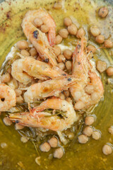 Greek chickpea salad with shrimps