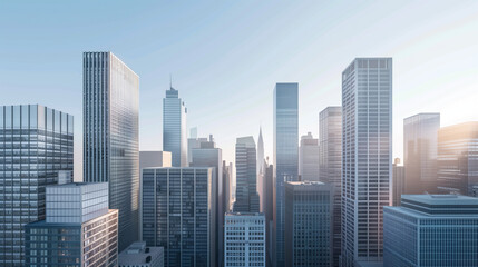 Obraz premium Skyscrapers in a big city financial district. Background image. Created with Generative AI technology.