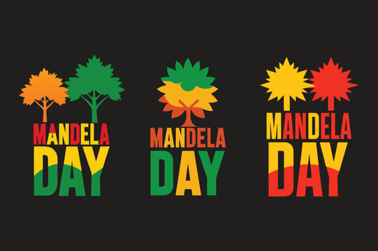 Nelson Mandela International Day, 18th July justice, typographic design, Vector Illustration. South African flag color abstract art