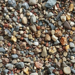 Assorted Colorful Pebbles and Stones Texture, Seamless.
