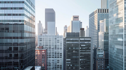 Obraz premium Skyscrapers in a big city financial district. Background image. Created with Generative AI technology.