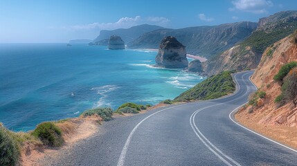 Scenic Summer Drive on The Great Ocean Road Australia with Breathtaking Ocean Views