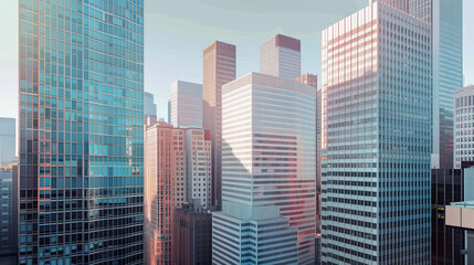 Obraz premium Skyscrapers in a big city financial district. Background image. Created with Generative AI technology.
