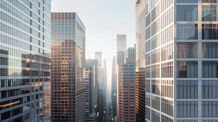 Obraz premium Skyscrapers in a big city financial district. Background image. Created with Generative AI technology.