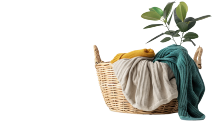 Pile of used clothes on transparent background