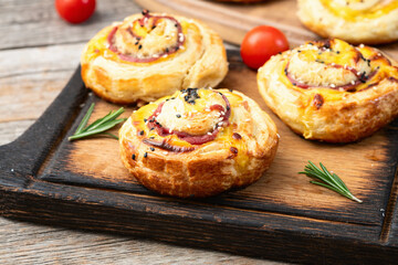 Homemade Puff pastry pinweel ( rolls ) Mini pizza