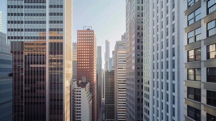 Obraz premium Skyscrapers in a big city financial district. Background image. Created with Generative AI technology.