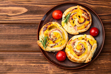 Homemade Puff pastry pinweel ( rolls ) Mini pizza