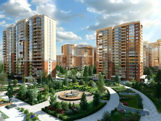 New luxury residential buildings, stylish office building, Premium Apartments and flat building, City building