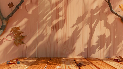a room wall in the twilight with the shadow of leaves and branches