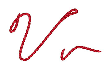 Red Rope Knitting Yarn Alphabet Letter V, PNG transparent image