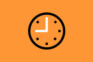 clock  illustration in flat style design. Vector illustration and icon.	