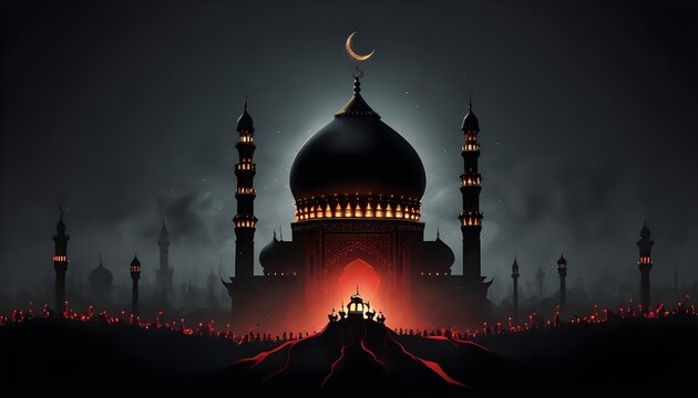 Youm Ashura with Muharram background illustration concept