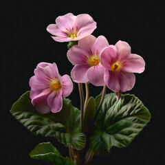 Vibrant Photorealistic Pink Primrose Mockup on Black Background with Detailed Texture and Perfect Lighting