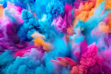 Fototapeta premium Vibrant explosion of colored smoke in abstract pattern