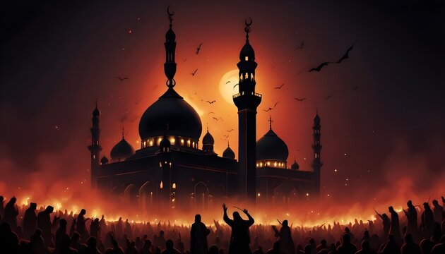 Youm Ashura with Muharram background illustration concept