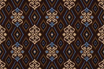 Ikat ethnic embroidery design pattern. This pattern design for fabric, textile, wallpaper.
