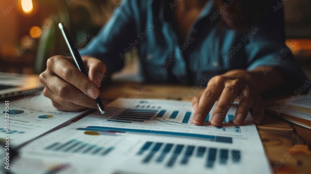 Aufkleber a financial consultant reviewing a client's investment goals and strategies, using a mix of digital 