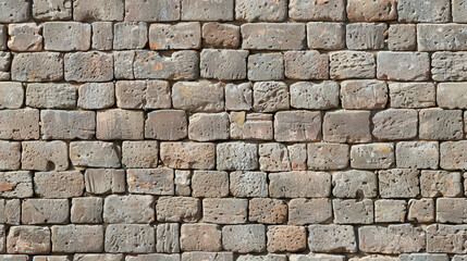 Fototapeta premium Textured Ancient Stone Bricks: Seamless High-Resolution Pattern with Unique Cracks and Color Variations