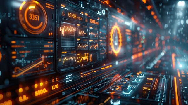 Futuristic AI Algorithm Making Real-Time Trading Decisions in a Volatile Market