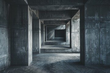 Fototapeta premium Mysterious concrete passageway in an abandoned building