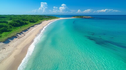 Obraz premium Serene Beauty of Misquamicut State Beach, Rhode Island - Coastal Paradise Captured in Minimalist Style
