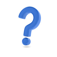 glass question mark on white background. Isolated 3D illustration