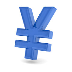 Fototapeta premium glass symbol Yen on white background. Isolated 3D illustration