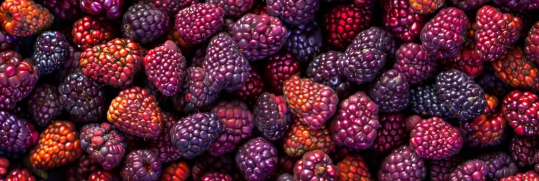 Morus texture background, mulberries fruits pattern, many mul berries mockup, berries banner, black berry