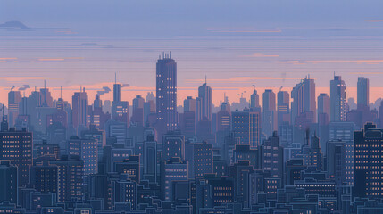 Neon Noir: Pixel Art Cyberpunk Cityscape with Towering Skyscrapers