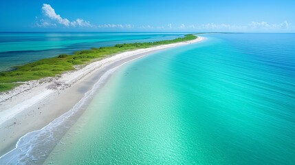 Serene Tropical Beauty of Isla Holbox, Mexico - Minimalist Beachscape with White Sands and Turquoise Waters