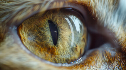 Obraz premium Macro shot of a cat's eye with clear details of the iris. 
